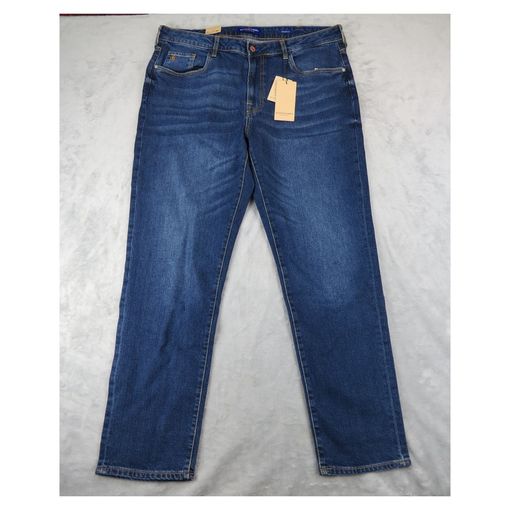 New Scotch & Soda Amsterdam Jeans Mens 38x32‎ Straight Fit Blue Denim